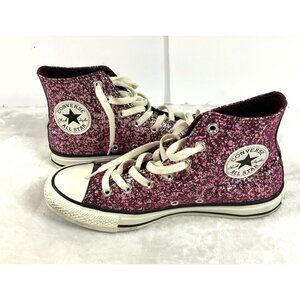 Converse Women's Chuck Taylor All Star Hi Purple Pink Glitter Sneakers Shoes 8‎
